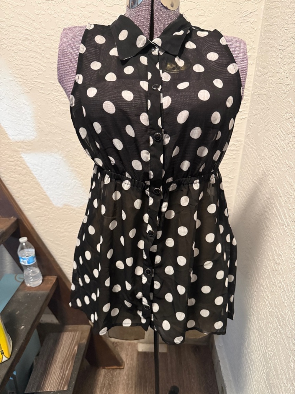 HeartSoul Black & White Polka Dot Sleeveless Top